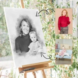 Custom Black‑and‑White Memorial Portrait – Add a Loved One to Your Photo (Digital Download)